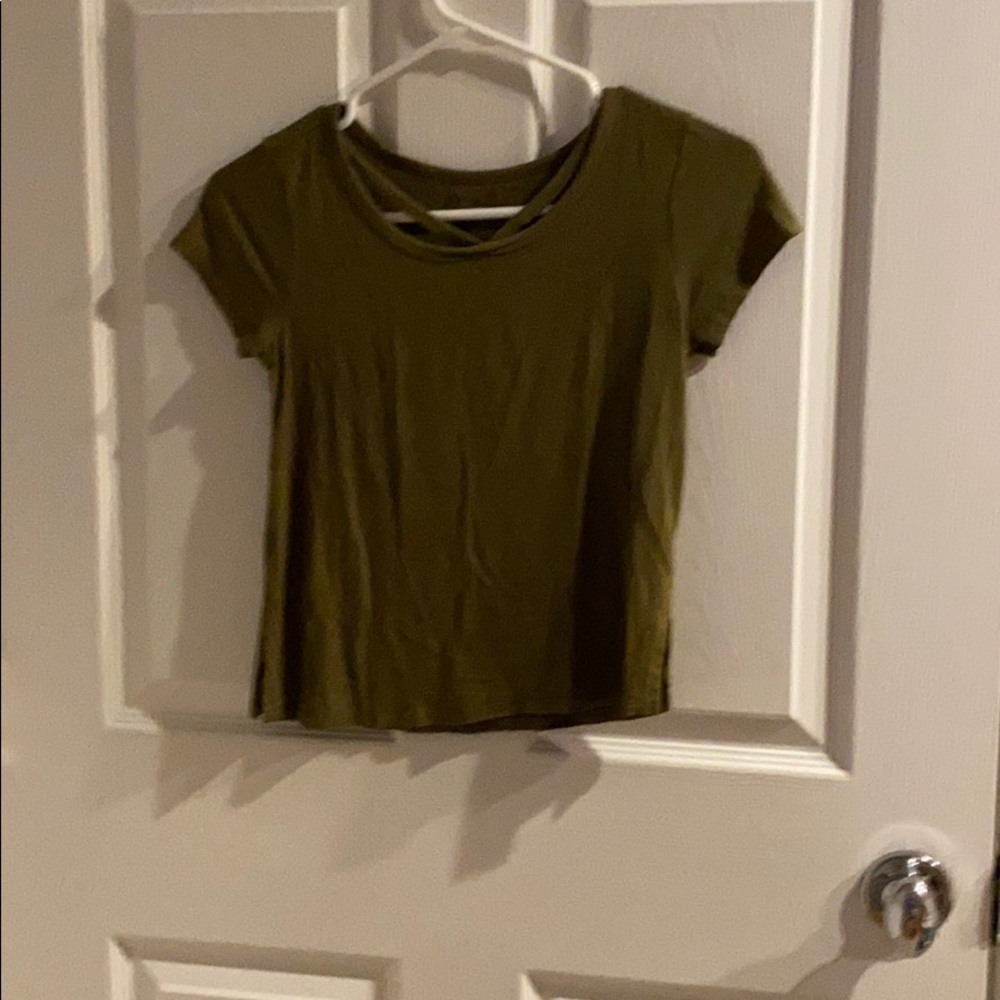 Green tee with straps